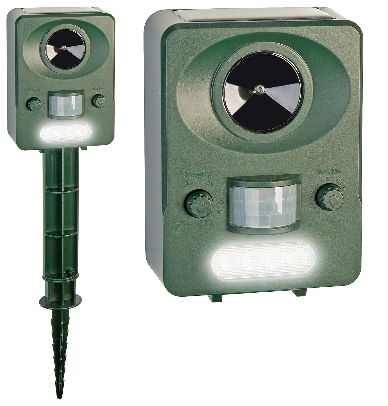 Exbuster Rattenabwehr: 4er-Set Ultraschall-Solar-USB-Tierschreck mit Blitzlicht & PIR-Sensor (Elektrischer Katzenschreck, Solar-Ultraschall-Tierabwehr, Hund)