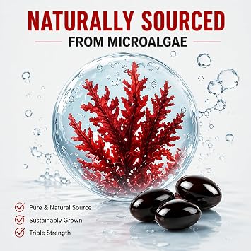 Premium Astaxanthin Softgels 12mg, 120 Microalgae Based Antioxidant Supplement with Coconut Oil, Supports Healthy Skin Vision Circulation & Joint Function, High Quality Non GMO Formula