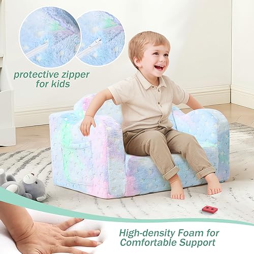 Miniatura 137 de MeMoreCool Sofá de dinosaurio para niños, silla plegable para niños pequeños, sofá cama convertible que brilla en la oscuridad, salón plegable para