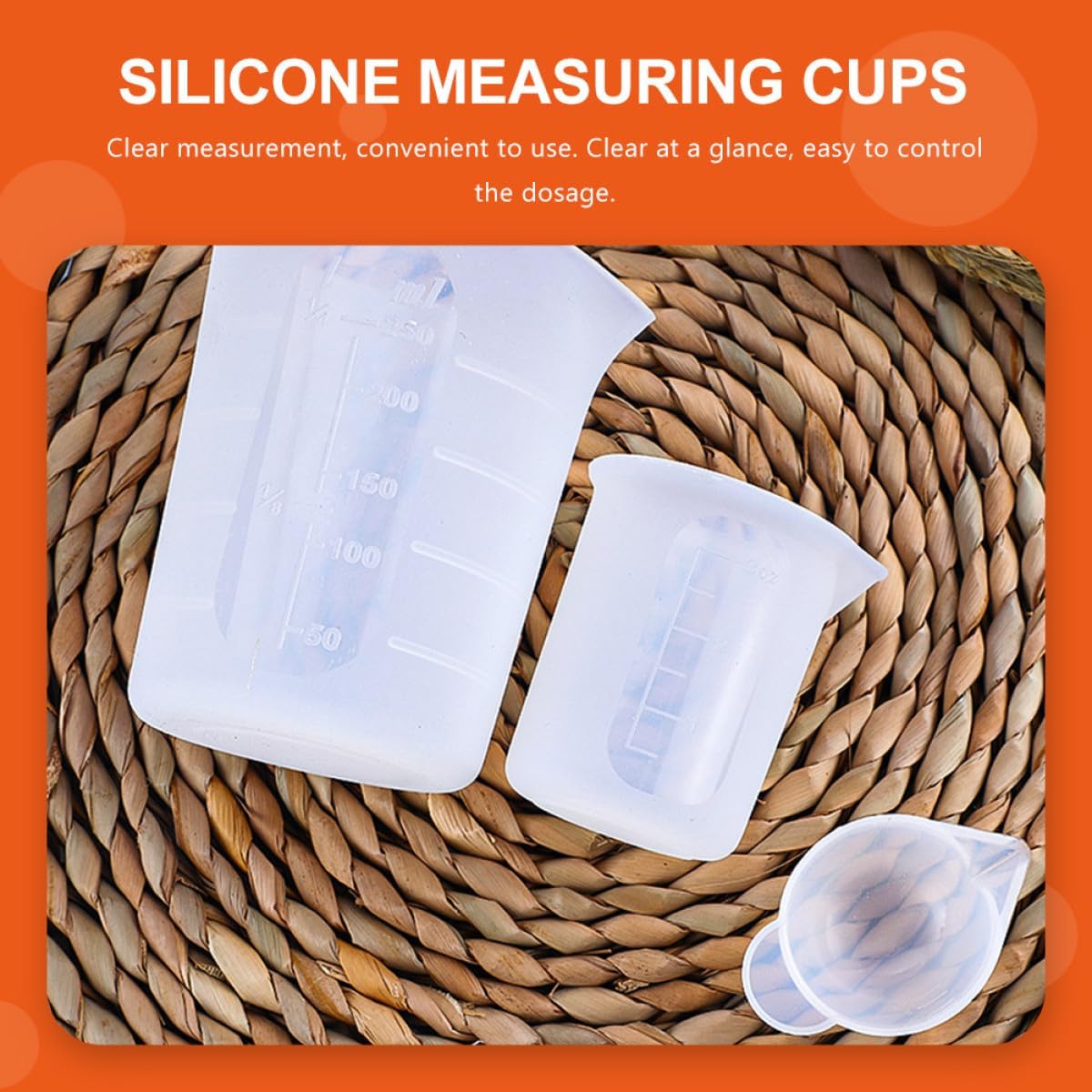 Silicone Measuring Cups with Scale 2pcs Set 15ml and 250ml Reusable Graduated Mixing Cups for DIY Crafts and Kitchen Baking Tools