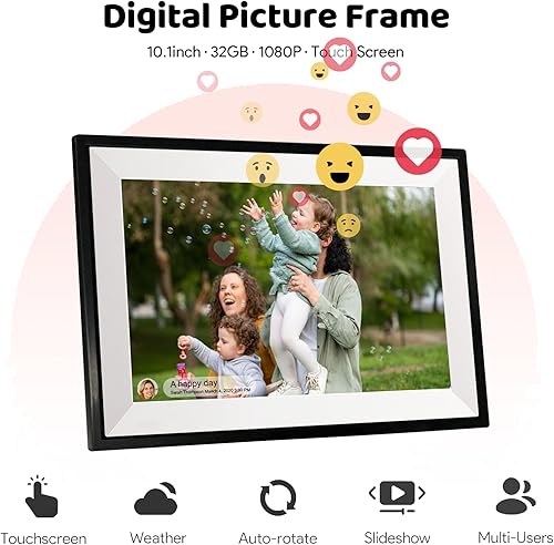 Miniatura 4 de Frameo - Portarretratos digital de 10.1 pulgadas con WiFi, marco de fotos electrónico con pantalla táctil IPS HD de 1280x800 32GB, presentación de