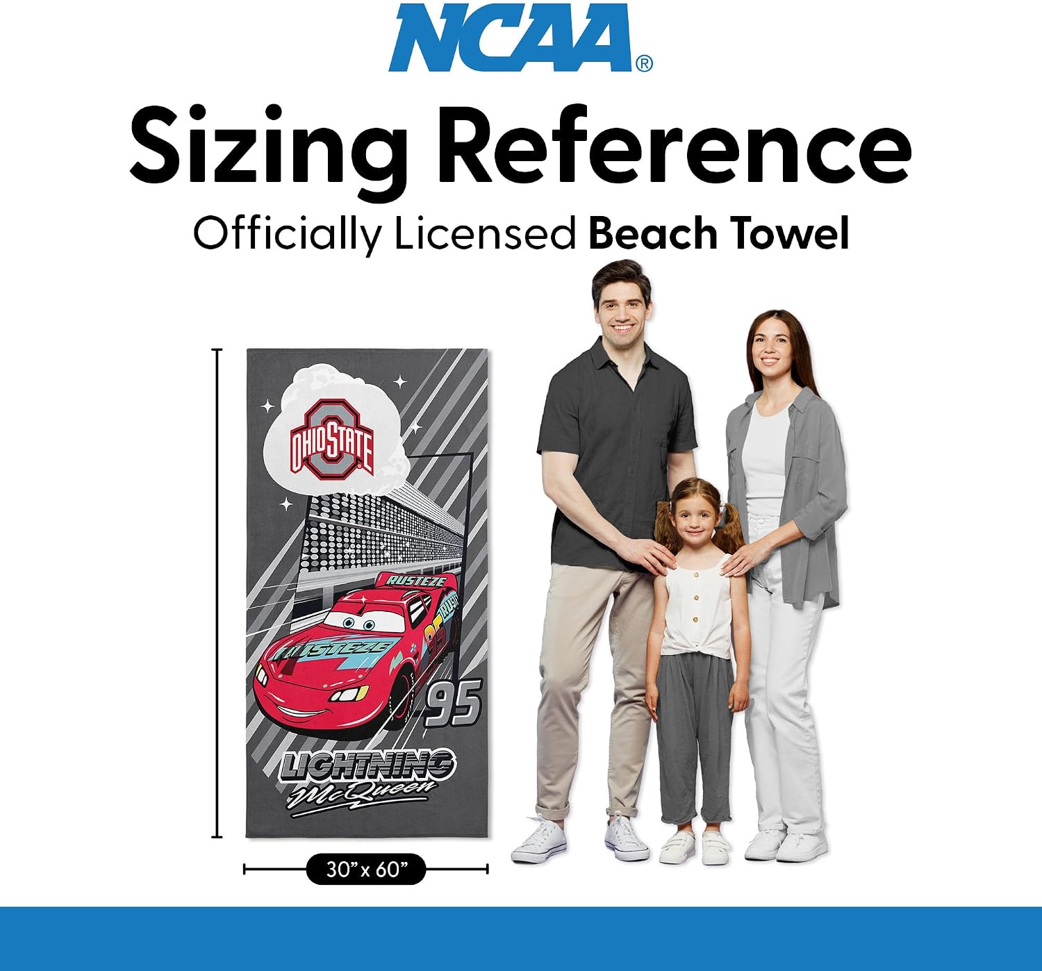 Northwest NCAA Disney Microfiber Beach Towel, Lightweight Quick Dry Absorbent Bath Pool Swim Travel Gear, 30 x 60 Inches