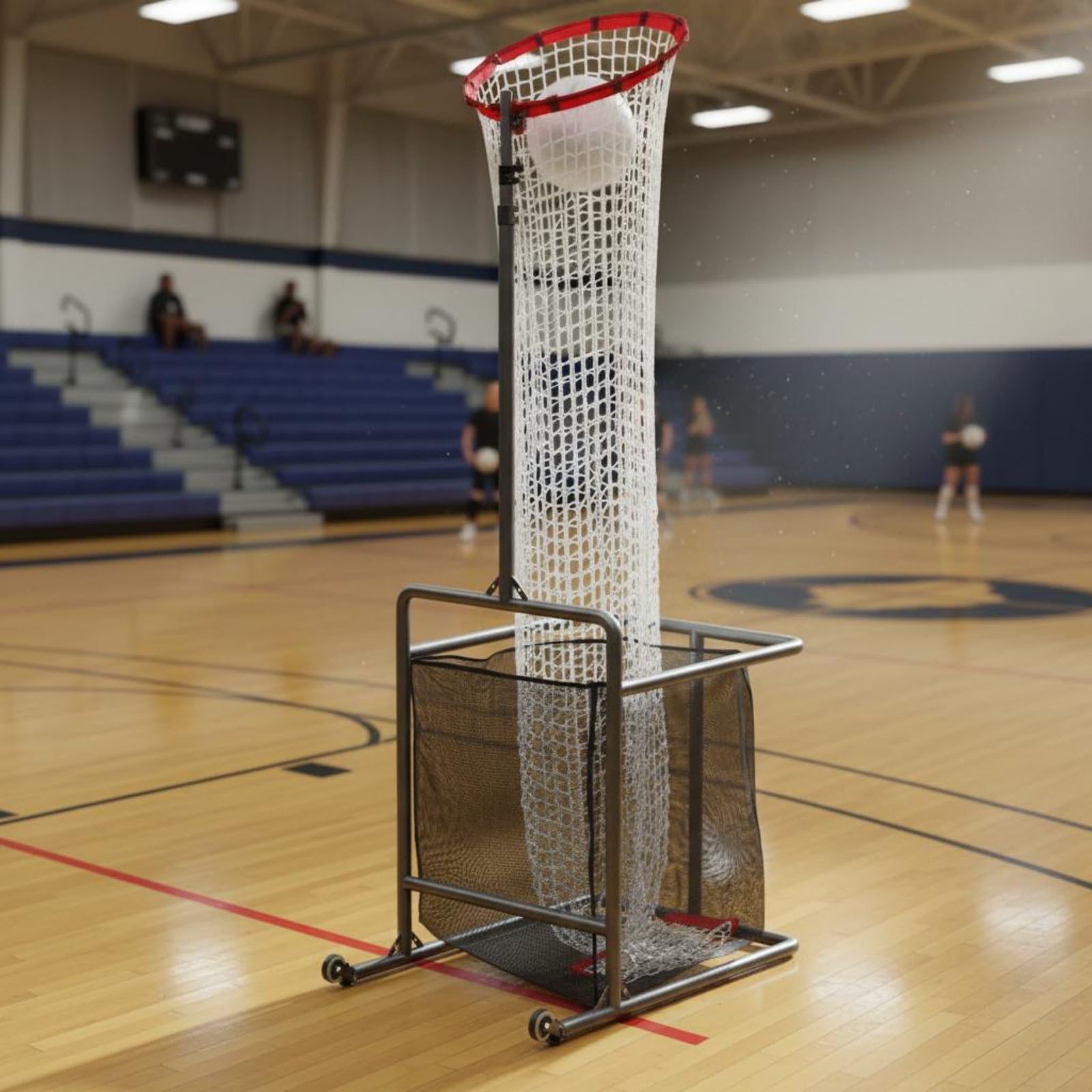 Rete Allenamento Pallavolo Regolabile con Borsa Raccoglipalle Rete Rimbalzante Pallavolo Facile da Montare Attrezzatura Sportiva per Palestra
