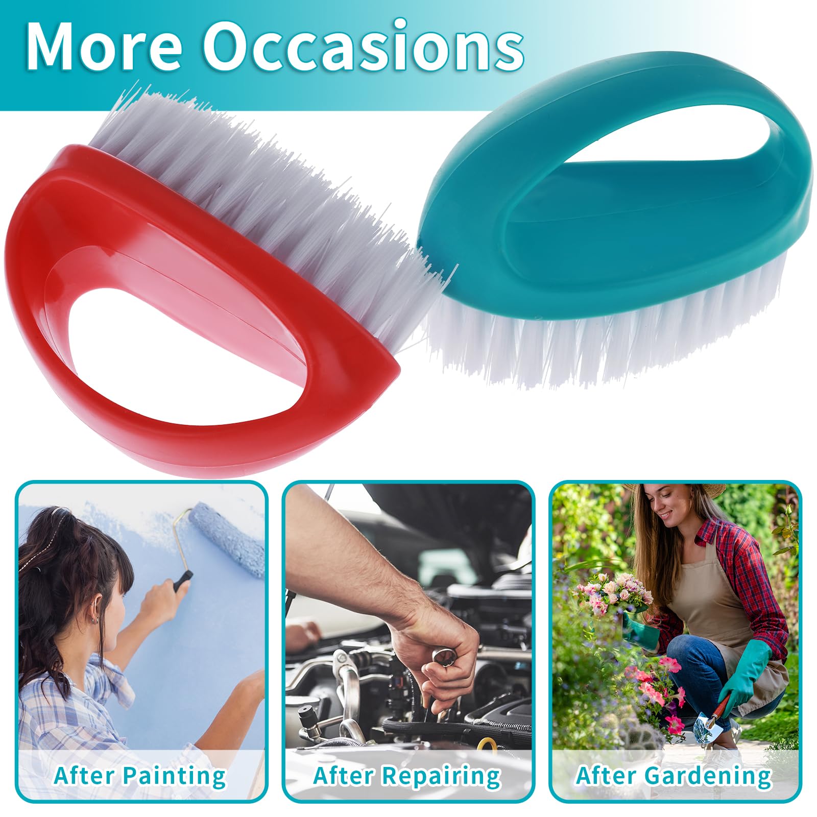 Amaxiu Set di 2 spazzole per unghie robuste per pulire le dita, in nylon duro e duro, pulizia profonda delle mani di meccanici e giardinieri