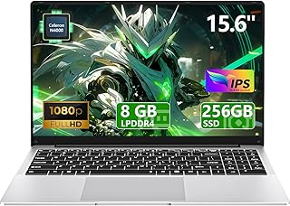 Computador portátil 15,6 polegadas, PC portátil Celeron N4000 8 GB LPDDR4 256 GB SSD, computador portátil 1920 * 1080 IPS FHD ecrã, portáteis Mini HDMI Laptop Win 11 Pro TF Card USB 3.0 Computador