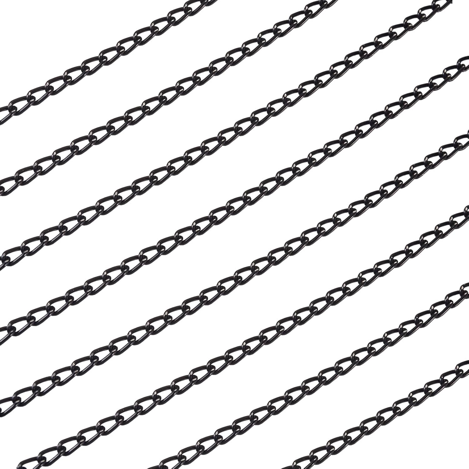 Pandahall 32.8 Ft Black Aluminium Curb Chain 7x4x1mm Black Aluminium Thin Chain Rack Plating Twisted Link Chains for Jewelry Making Necklace Bracelet - Image 6