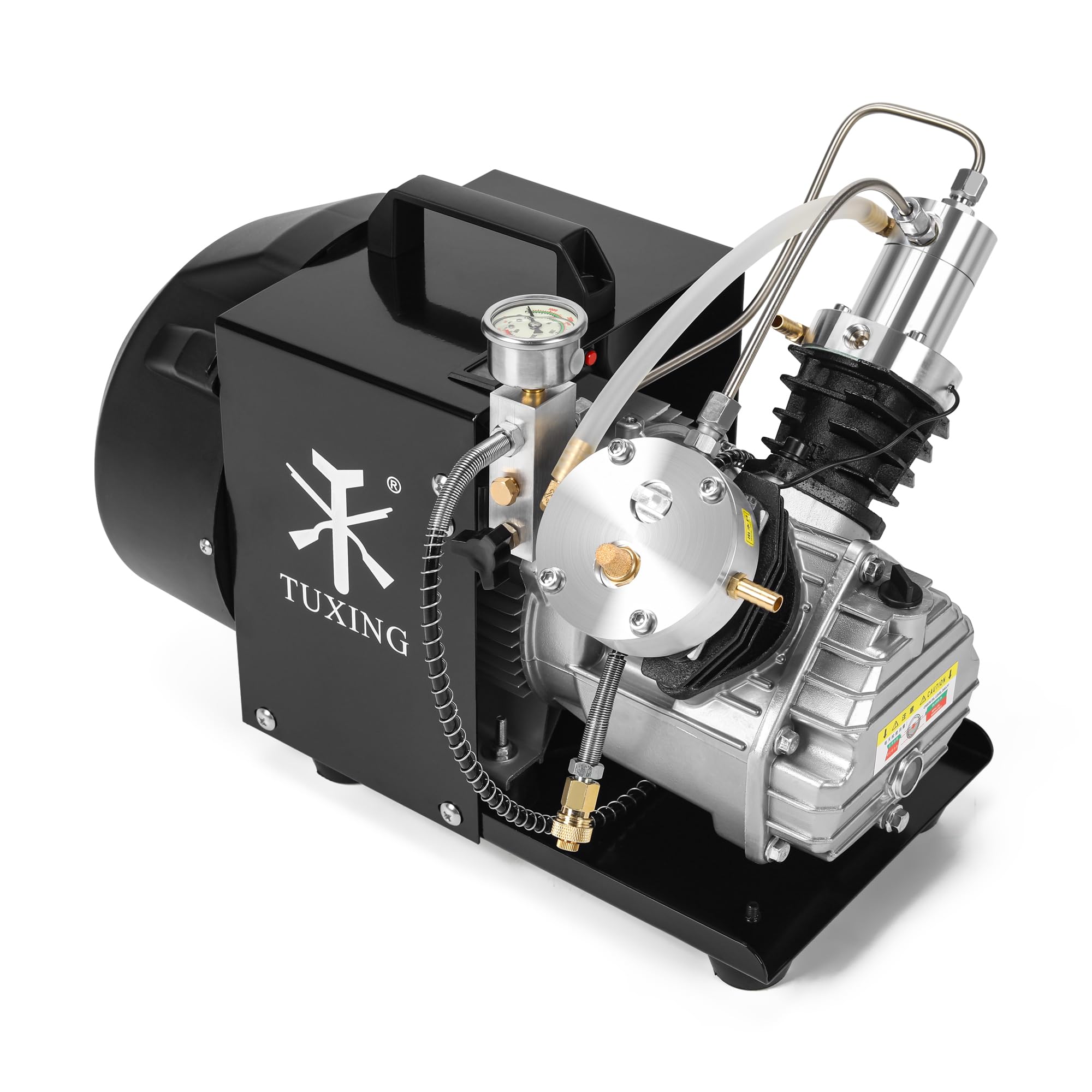 Compresor de aire TUXING 4500Psi Pcp, compresor de aire de tanque de buceo, compresor de aire de alta presión de mini cilindro doble para llenado de tanque de paintball/buceo 220 V (TXEDM041)