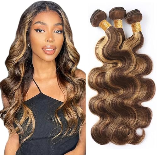 Hydtxc Body Wave Human Hair Bundles 24 26 28 Inch P4/27 Bundles Human Hair Choco