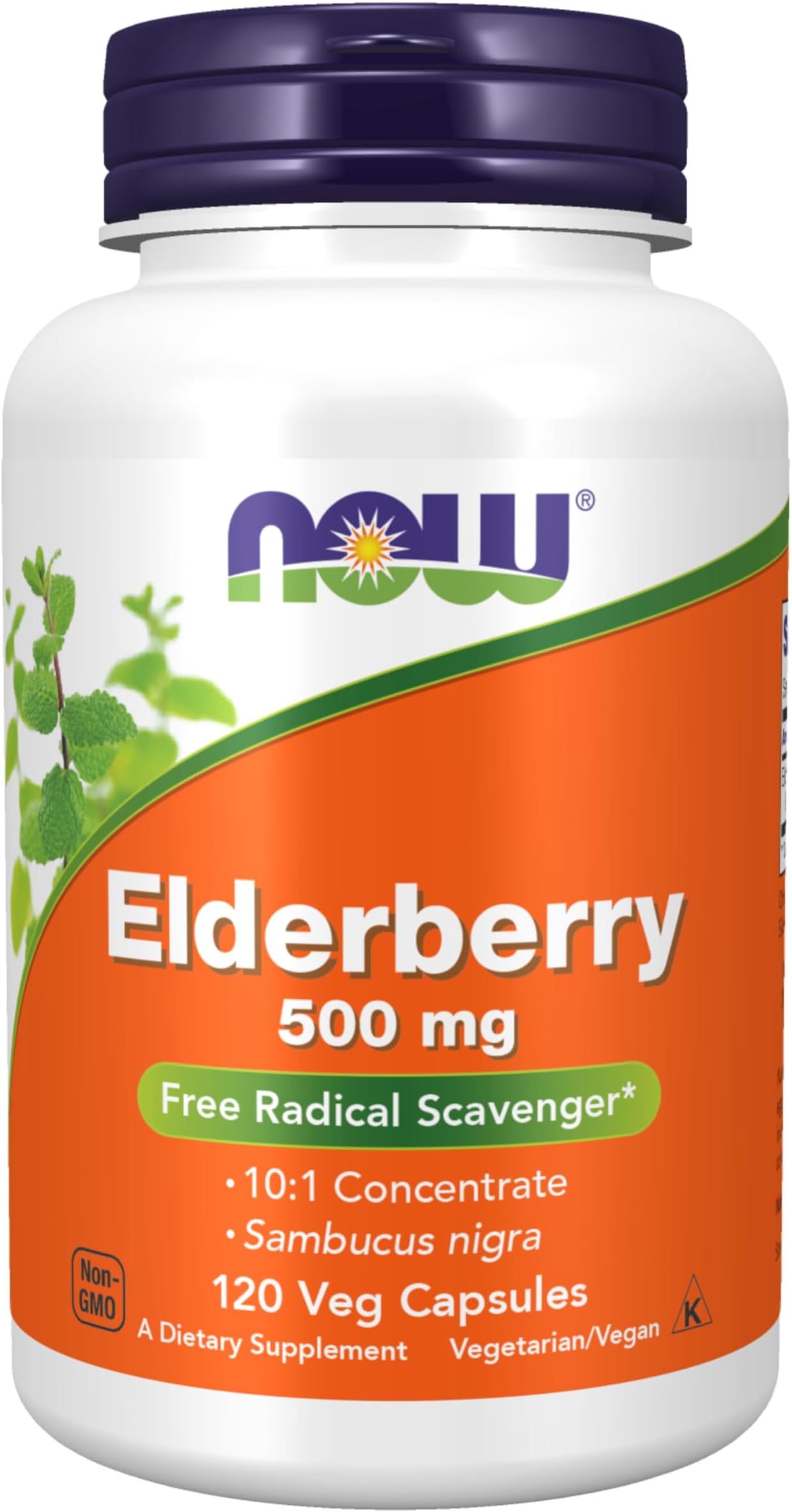 NOW Foods Supplements, Elderberry (Sambucus nigra)500 mg, 10:1 Concentrate, 120 Veg Capsules