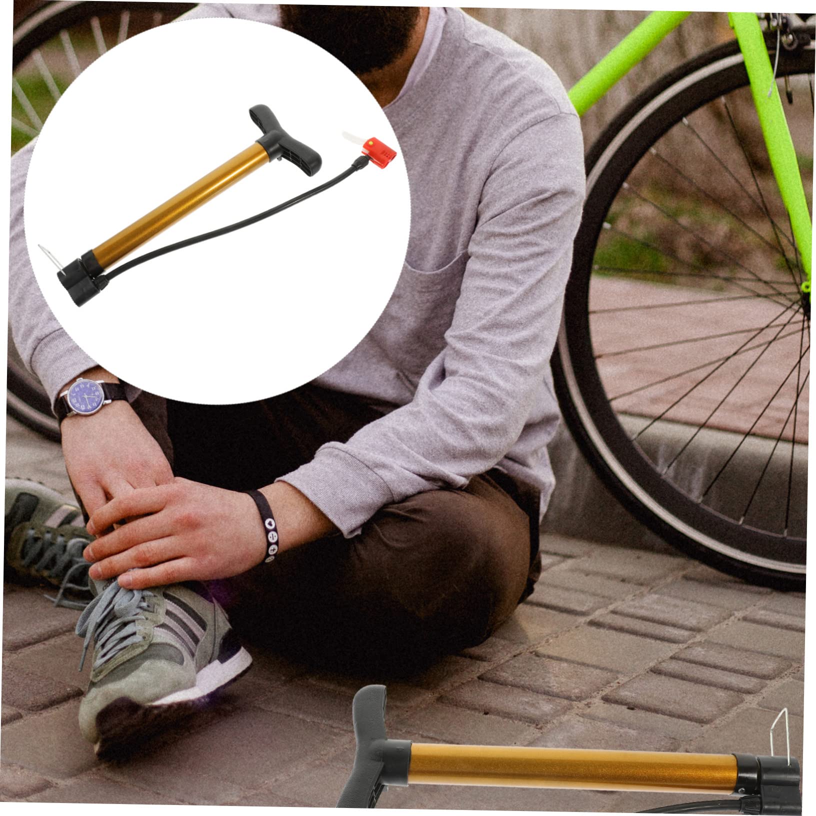 Abaodam Quick Inflate Portable Bike Tire Pump for Bikes Basketball Football Leak-Proof Design