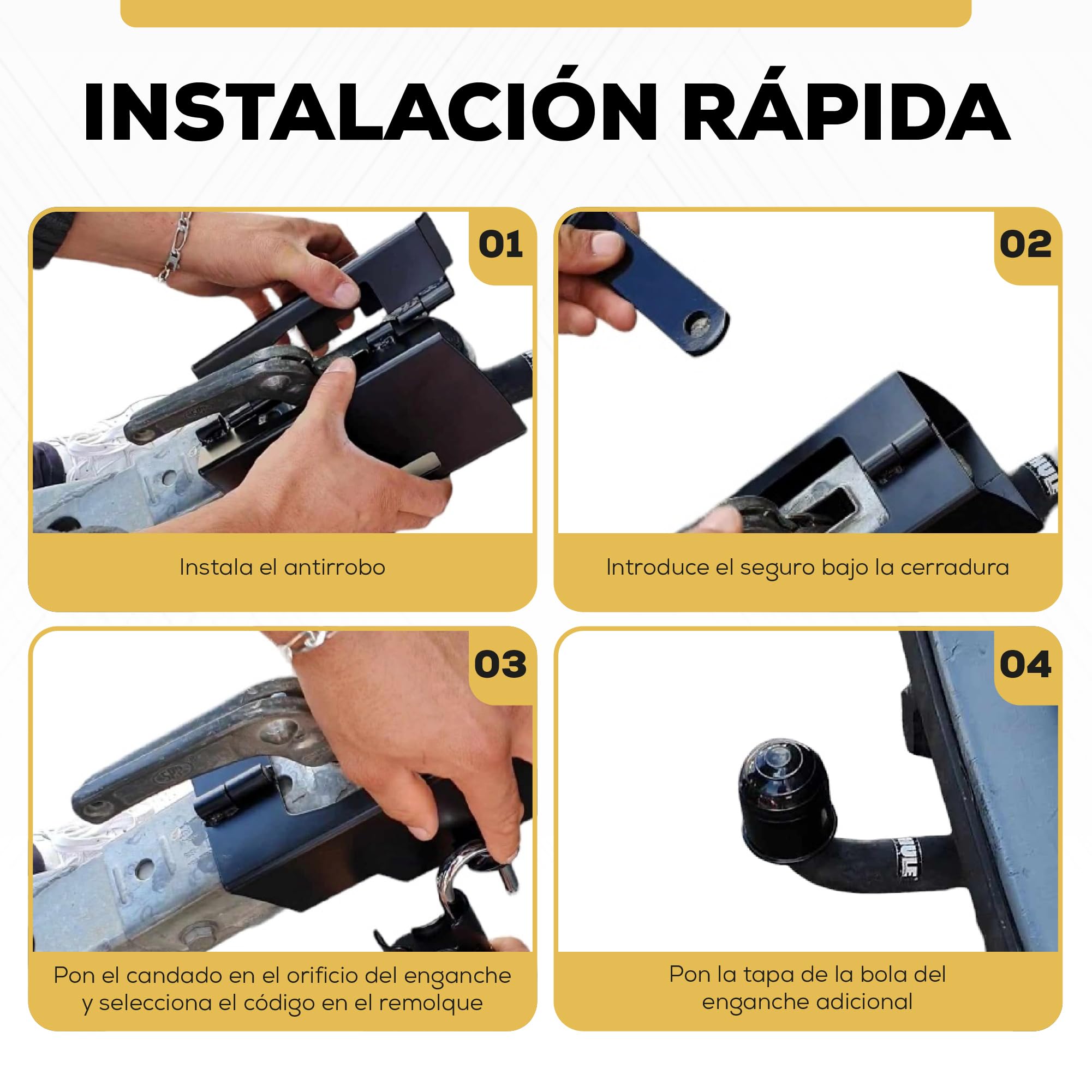Universal antirrobo remolque enganchado - Cerradura con código para remolques - Antirrobo de Remolque, Caravana, Coche Remolcado y No Remolcado