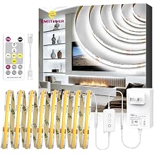 EMITEVER COB LED Strip Lights Kit,5000K Cool White with Remote & 24V Power Supply,16.4ft Dimmable Tape Lights,High Density 1600LEDs,450+Lumens/m,Ra 90+,Suitable for Bedroom Hallway Cabinet Lighting