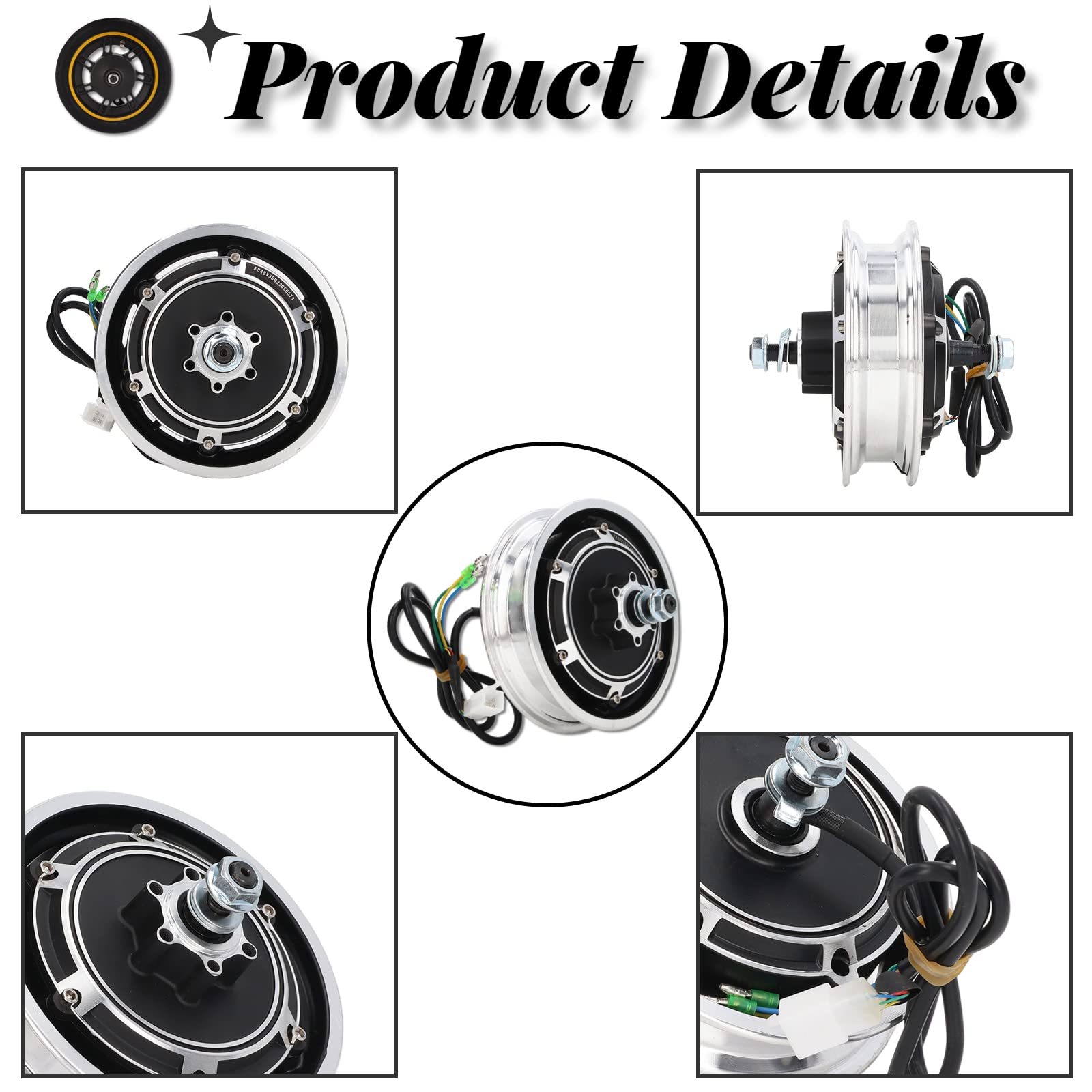 Electric Scooter Hub Motor, 10 Inch 48V 1000W Waterproof Brushless Hub Motor, Aluminum Alloy Electric Wheel Hub Motor Conversion Kit for Electric Scooter