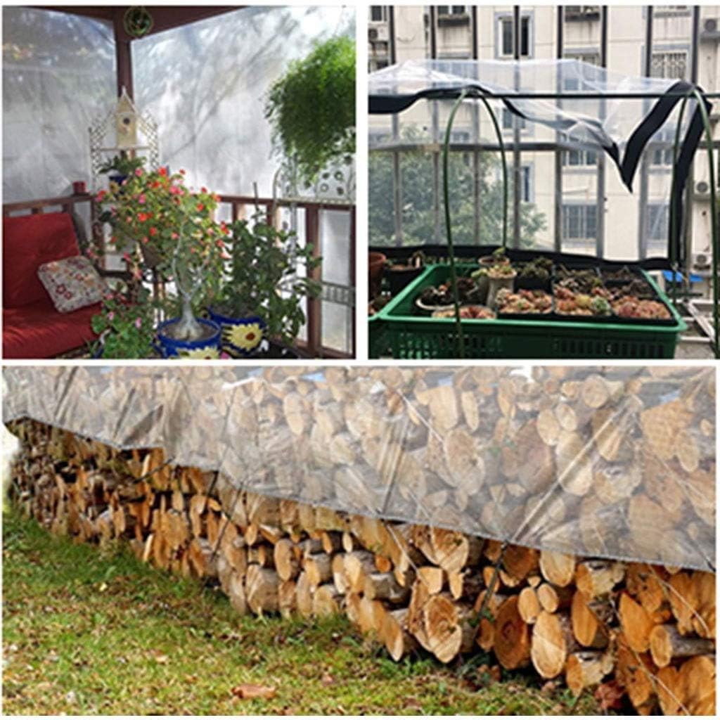 Transparent Tarps Heavy Duty Waterproof with Grommets, Clear Rainproof Tarp Insulation 5Mil Multi Purpose Poly Tarp Polyethylene Tarpaulin for Family Outdoor