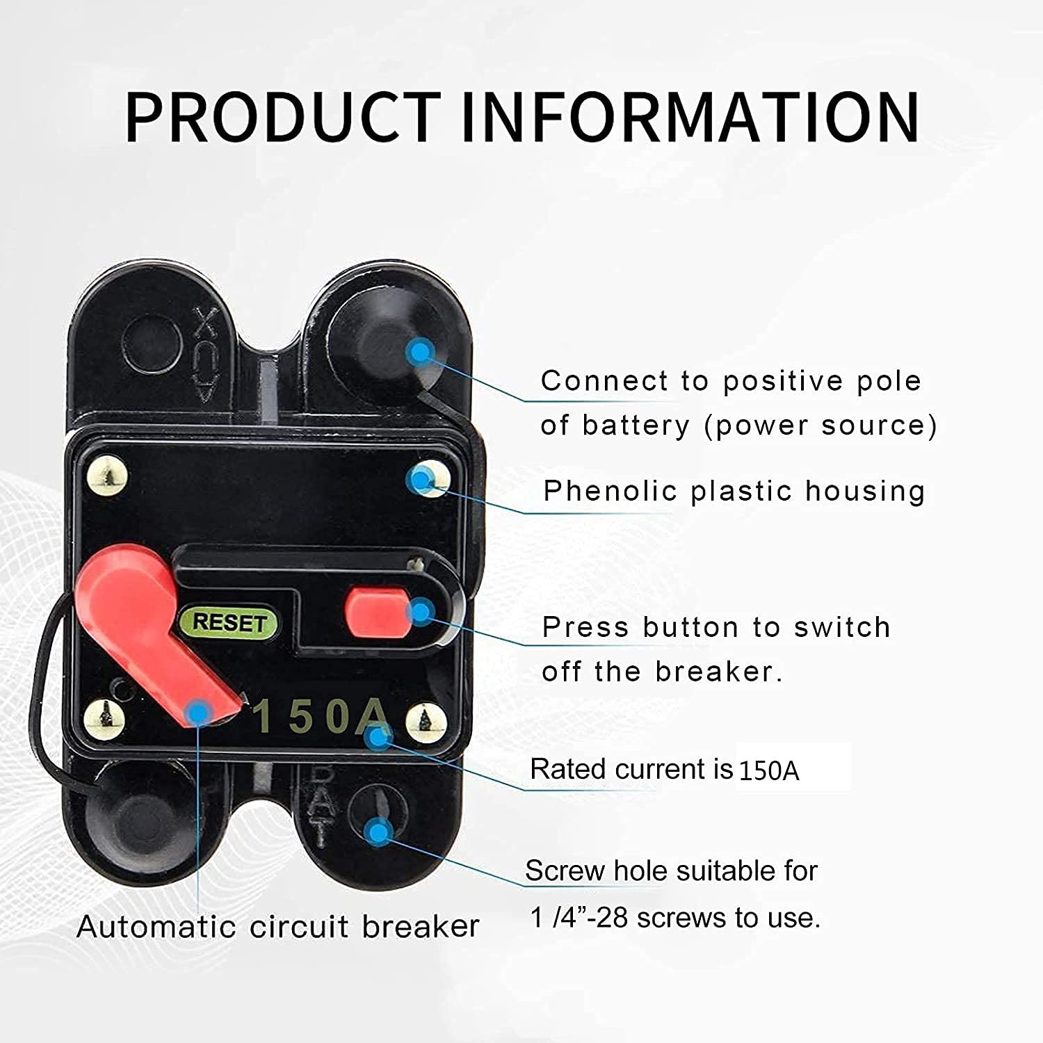 VIFERR Interruttore di Circuito 20A Portafusibile di Ripristino Automatico Ripristina Fusibile Dell'Interruttore Automatico in Linea 12V-24V DC Ripristina Fusibile per Audio Automobile Inverter Solare