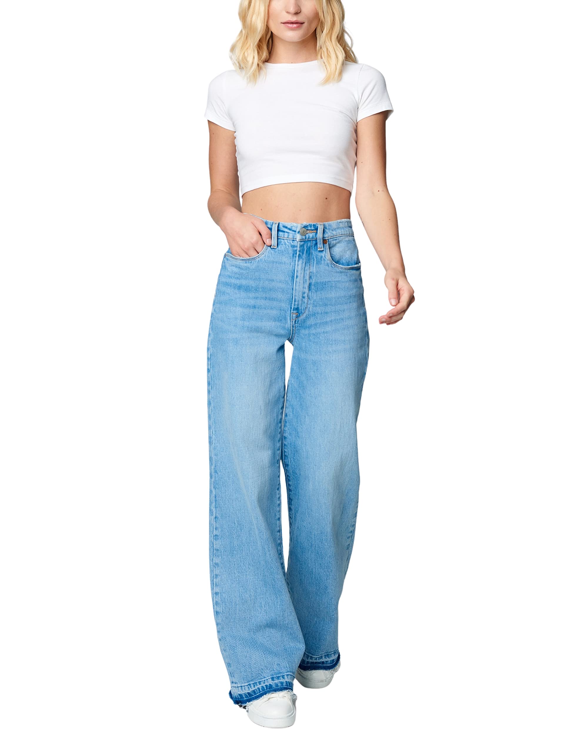 Photo 1 of [BLANKNYC] Womens Luxury Clothing Rib Cage Five Pocket Jeans with Released Hem Detail, Comfortable & Stylish Pant 24 Warm Celebration