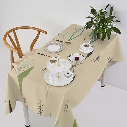 Miniatura 13 de Mantel retro moderno de mediados de siglo, diseño de colores retro de los años 50, resistente al agua, mantel lavable para cocina, comedor, fiesta