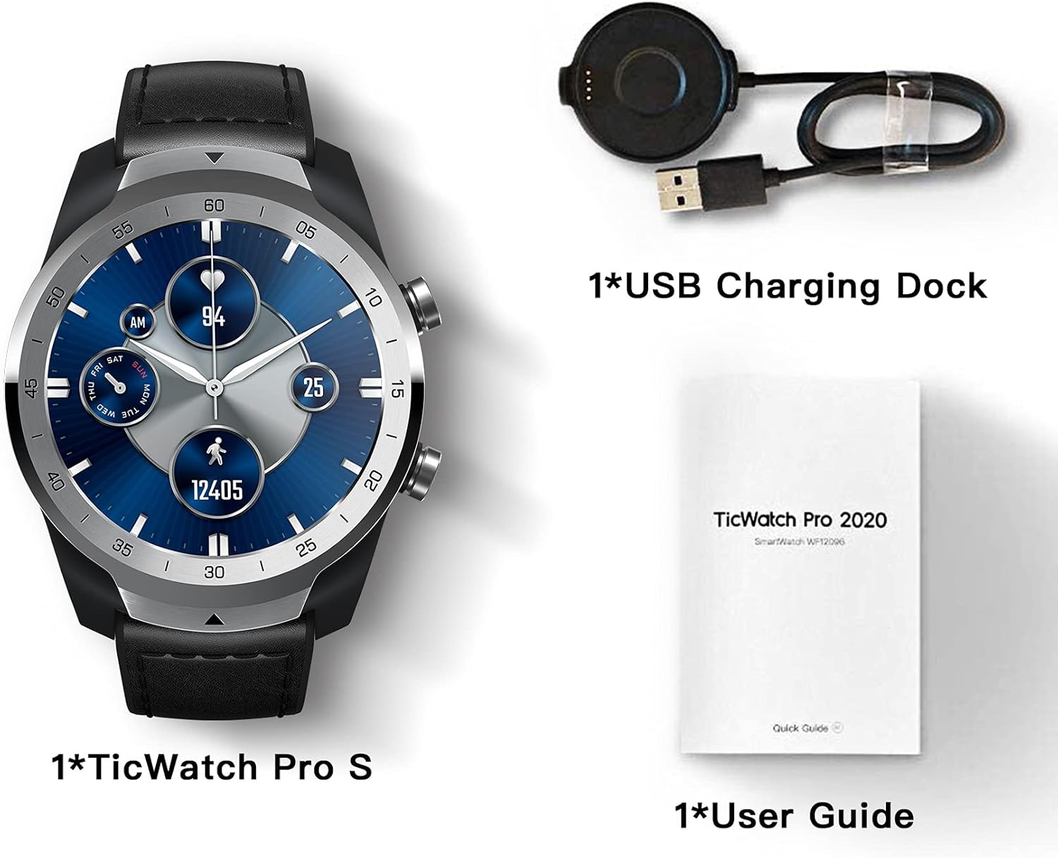 Suреr Bіg Clеаrаnсе! TicWatch Pro S smartwatch with 1GB RAM Memory 2-30 Days Battery Life Built-in GPS IP68 Waterproof 24h Heart Rate Monitoring Sleep Tracking Wear OS by Google smartwatch for Men and Women