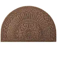 Mibao Door Mat Outdoor Indoor, 23.5" x 35.5", Half Round Door Mats, Non-Slip Front Door Mats Outdoor, Dirt Trapper Welcome Mats for Front Door, Back Door, Shoe Scraper, Coffee