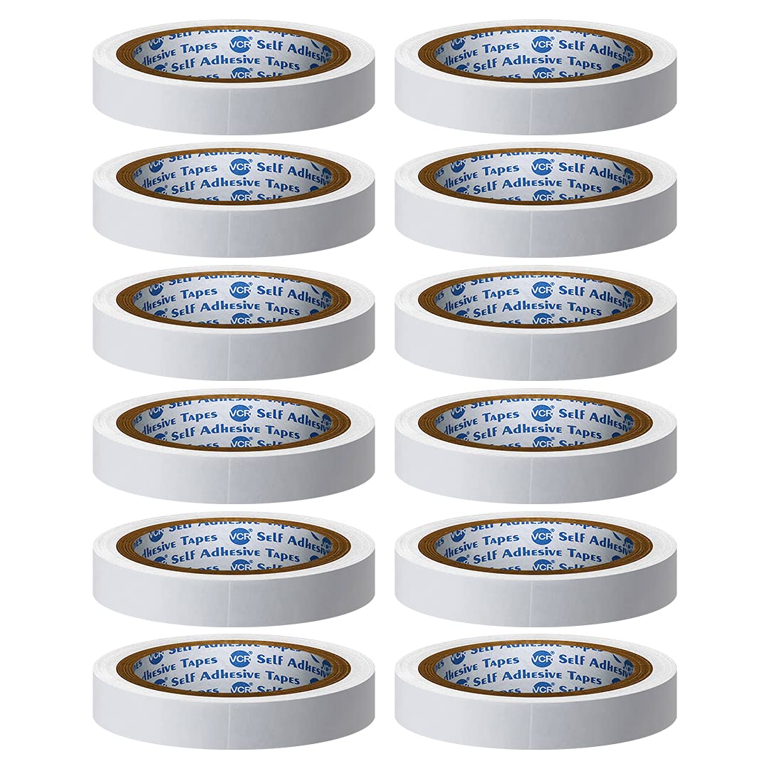 VCR Double Side Tissue Tape - 10 Meters in Length - 12mm / 0.5" Width - 12 Rolls Per Pack - Easy Tear for Double Sided Adhesive Use, Best for Arts, Crafts, Photography, Scrapbooking., White-image-23