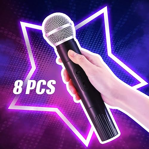 Miniatura 3 de Zubebe Paquete de 8 micrófonos falsos a granel de plástico de simulación, paquete de micrófono falso para disfraz, karaoke, música, Swift, cosplay,