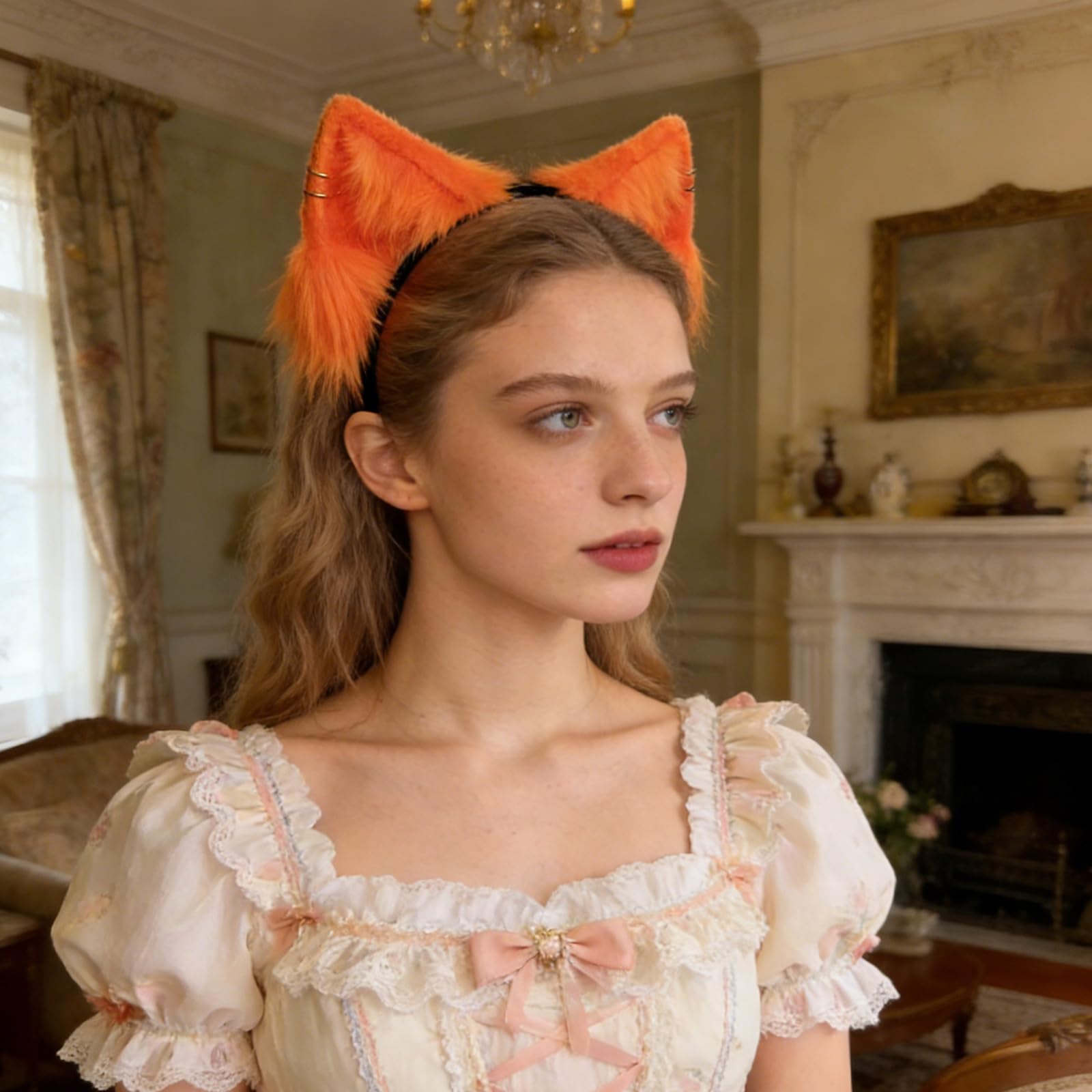 Conjunto de diadema con orejas de peludo y guantes de patas realistas, accesorio para cabello para disfraz de Cosplay, fiesta de Halloween, conjunto de disfraz de peludo