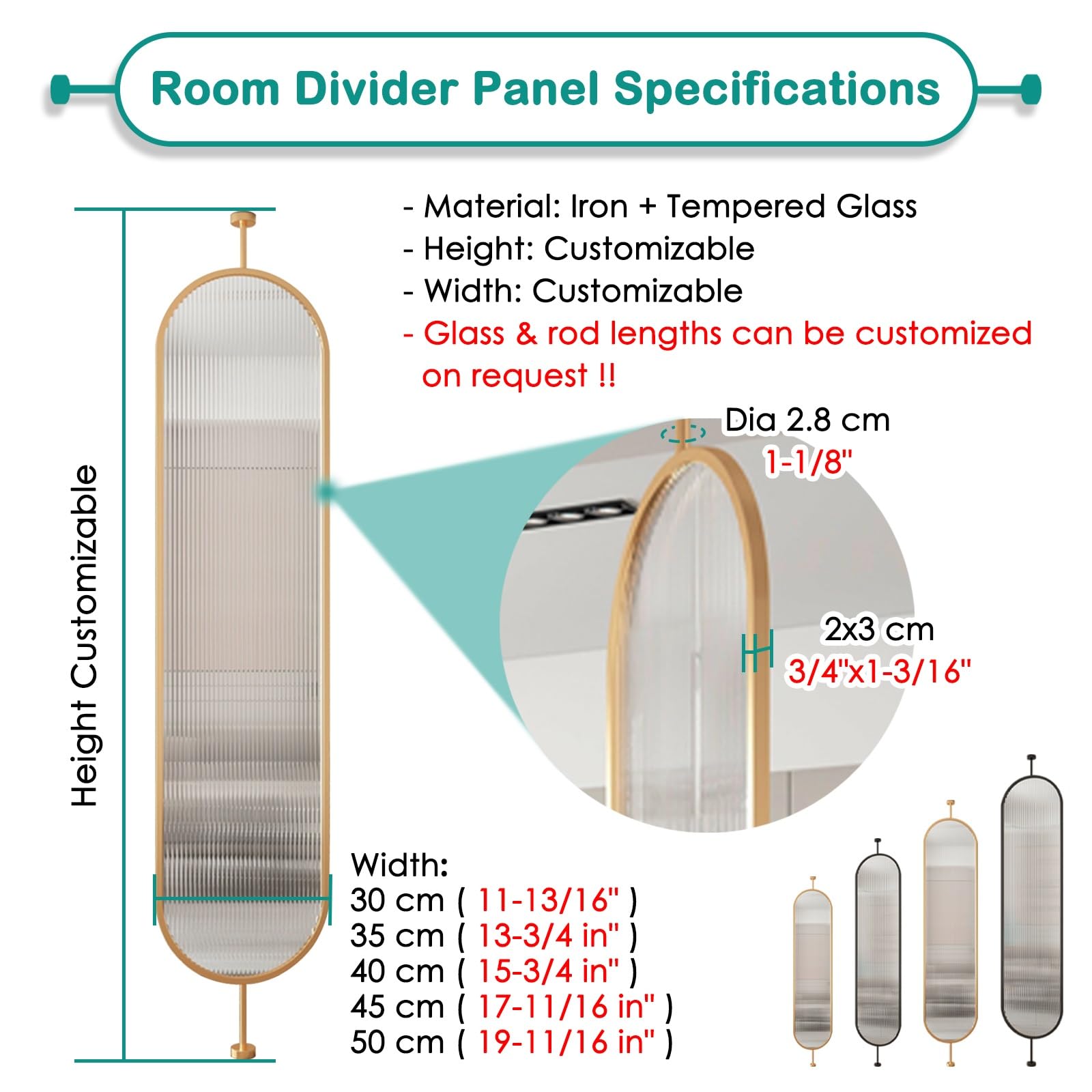 Paravent de Séparation en Verre, Panneau Cloison Modulaire