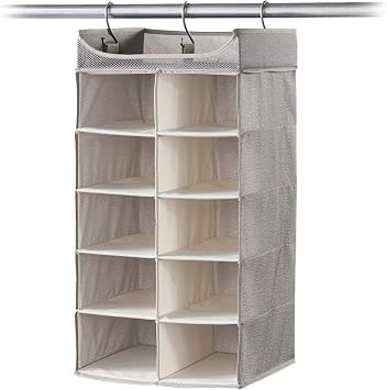 neatfreak Hanging 2 X 5 Cubby Closet Organizer with Top Shelf - Harmony Twill Collection-7752