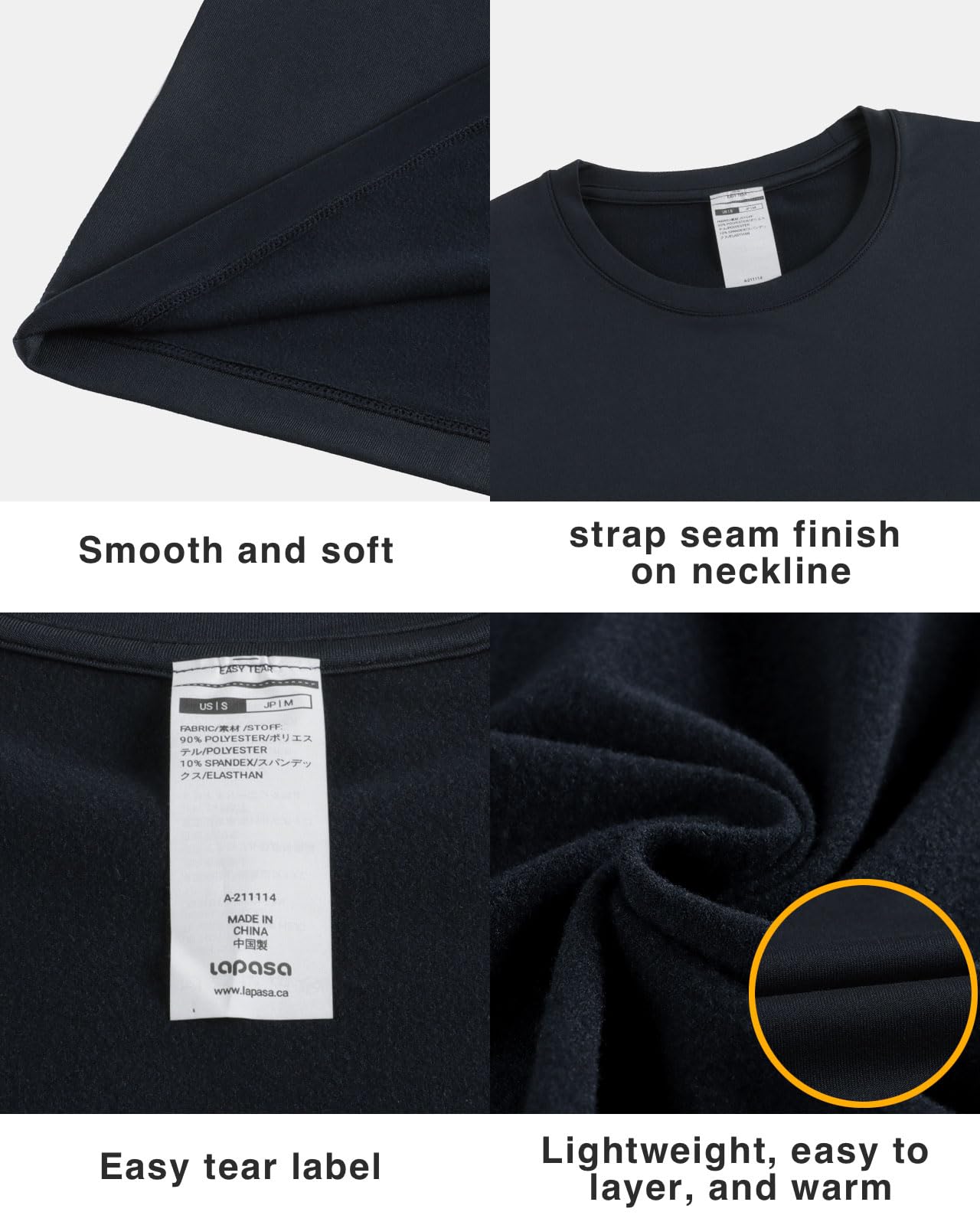 LAPASA Camiseta Termica Hombre Manga Larga Cuello Redondo Ropa Interior de Invierno Top Thermal Ligero/Cálido/Extra Cálido M09/M26/M55 — view 6