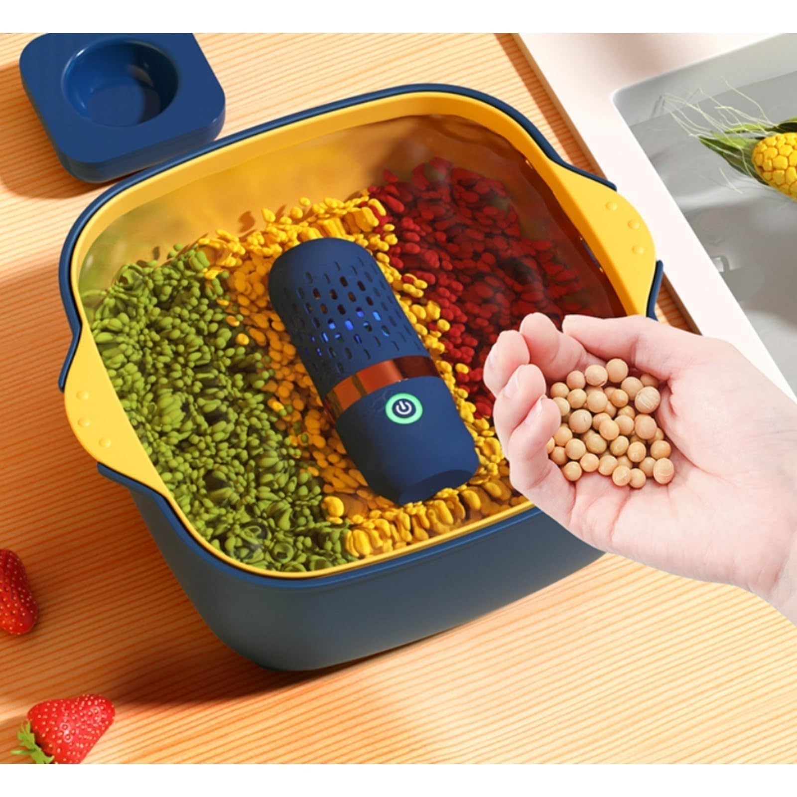Lorastia Limpiador de Frutas y Verduras, Purificador de Alimentos Inalámbrico Portátil con Tecnología de Iones OH, Carga Rápida (1 pcs)