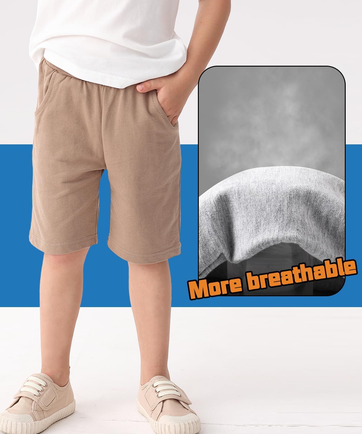 GFQLONG Toddler Boys 3 Pack Cotton Sport Jogger Shorts,Kids Summer Solid Active Short Pants - Image 2