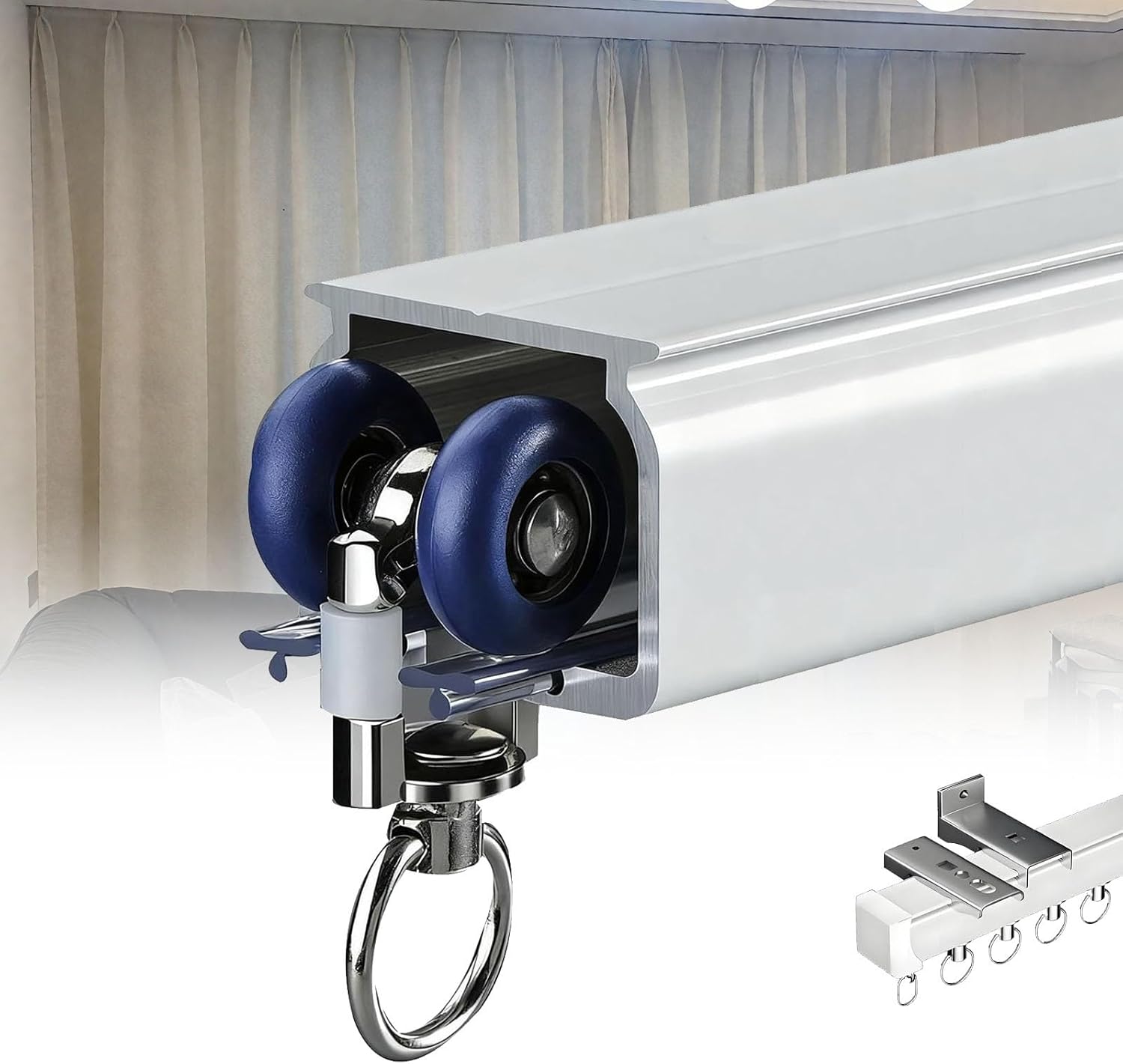 Adjustable 1.7m Aluminum Curtain Track - White Ceiling/Walls Mount, 2mm Thick, Perfect for Room Dividers, Easy Install, Custom Lengths from 1-15m