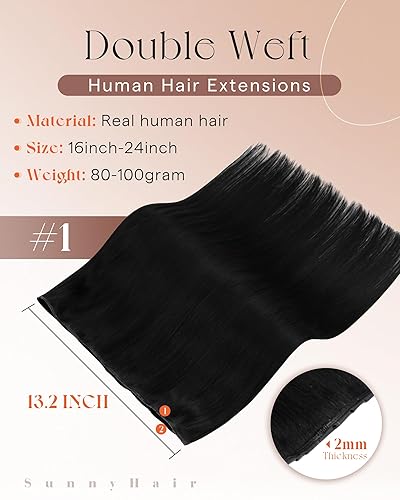 Miniatura 243 de Sunny Hair Extensiones de cabello humano de color marrón para coser, extensiones de cabello humano real, color marrón oscuro, ombré, marrón claro
