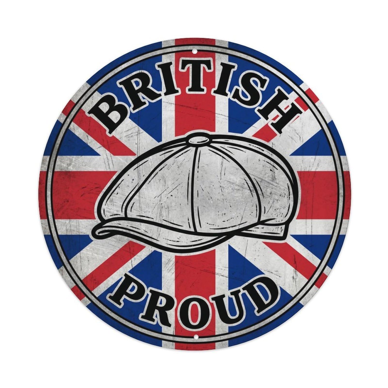 British Proud Flat Cap Classic Apparel Heritage Emblem Metal Tin Sign