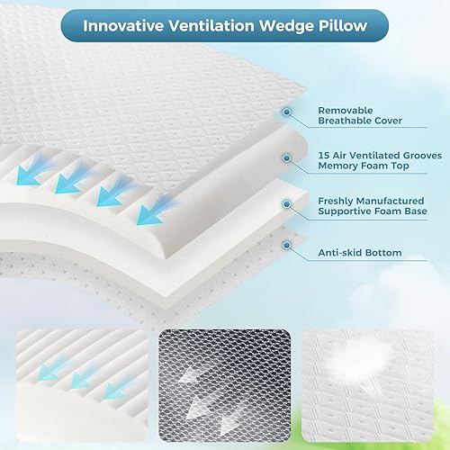 Miniatura 2 de Almohada de cuña de cama para dormir, almohada de cuña triangular de espuma viscoelástica de 10 pulgadas, almohada poscirugía para posicionadores