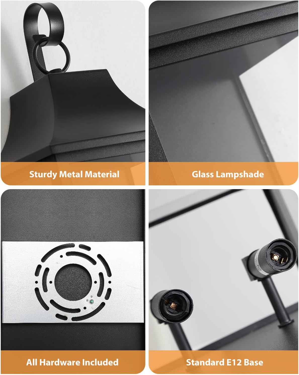 RAYVO 21.5" Large Outdoor Wall Lights Modern Outdoor Wall Lantern with Clear Glass, Waterproof Black Exterior Lighting Fixture Outside Wall Sconce for Porch Garage Entryway Patio, 2 Pack