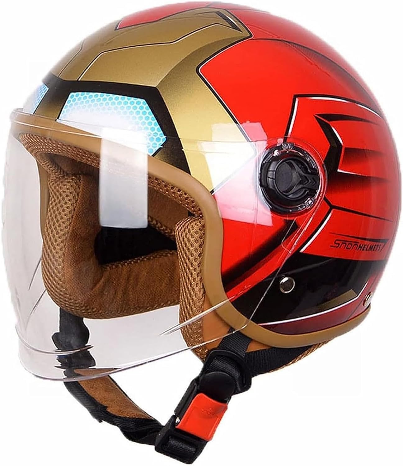 Motorhelm kinderen meisje jongen, jethelm voor kinderen met vizier, scooterhelm kinderen scooterhelm bromfietshelm fietshelm, snelsluiting, afneembaar, wasbaar A,52-56cm
