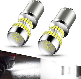 AUXITO 1156/7506 BA15S LED Bulbs 6000K White Super Bright Projector for Reverse Backup Tail Brake Turn Signal DRL Parking Lights, Pack of 2