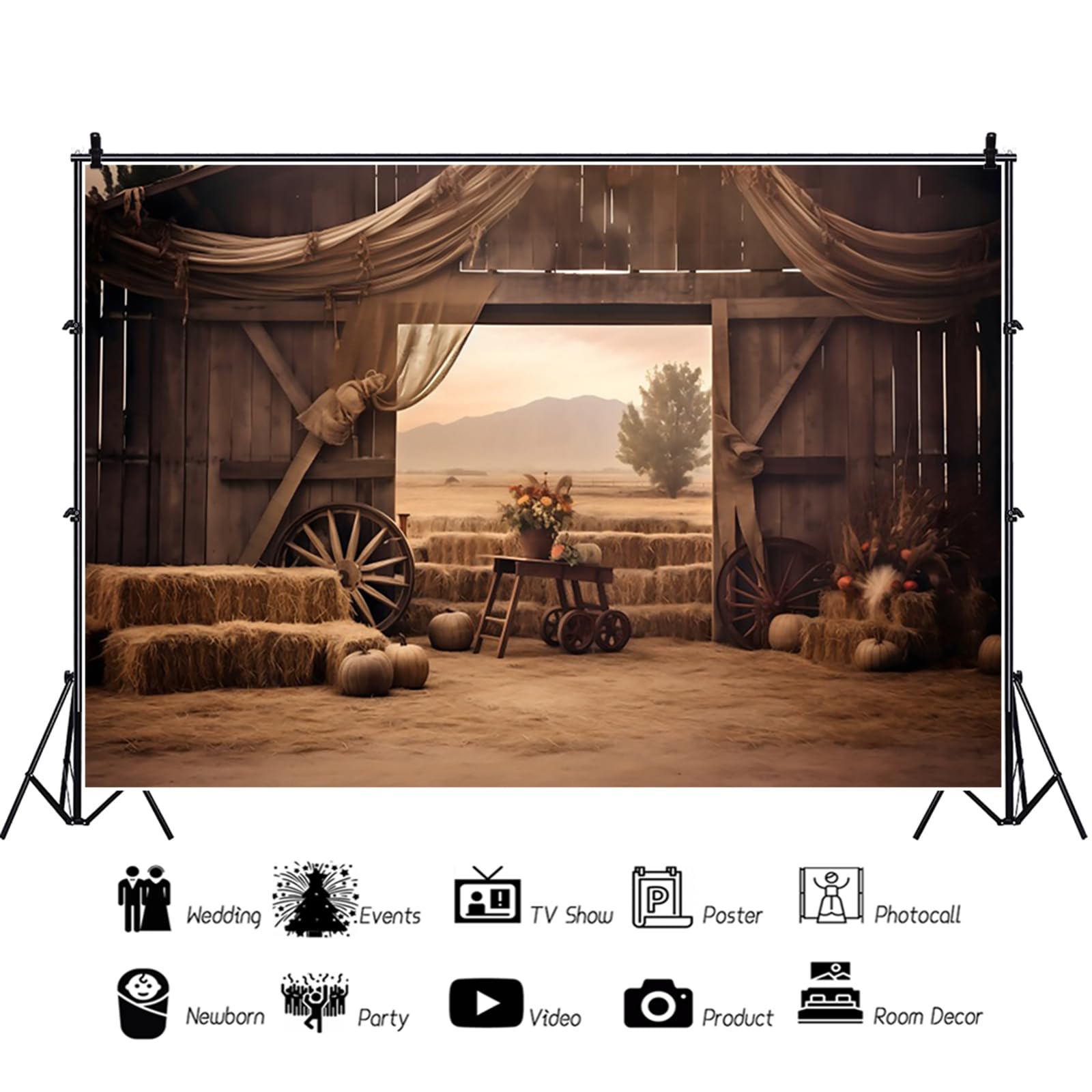 Sfondo Fotografico Occidentale 3x2.5 m, Vintage Selvaggio Ovest Campo Rustico Casa in Legno Vinile Fotografia Sfondo Bambini Compleanno Festa Del Ragazzo Di Mucca Occidentale Feste Banner