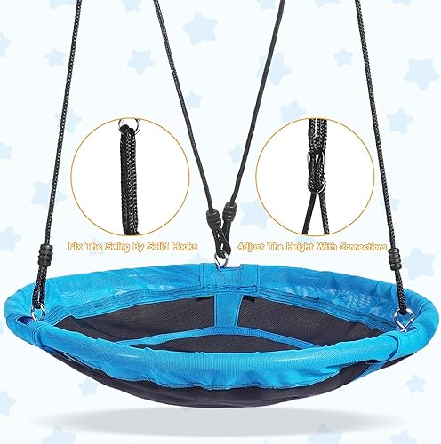 Miniatura 4 de Columpios para exteriores para niños, 440 libras, soporte de columpio de metal resistente con marco en A, 1 platillo y 1 asiento de columpio para