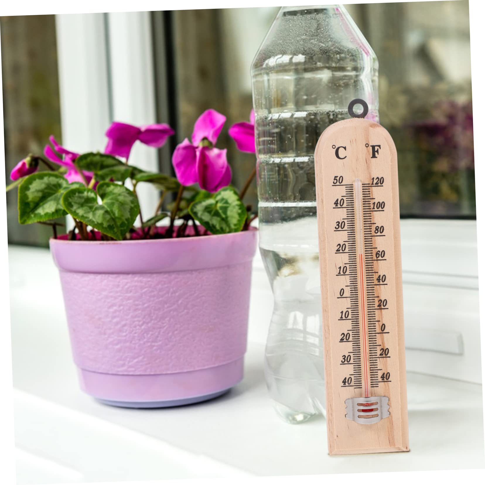 Termometro per Interni ed Esterni in Vetro Supporto a Parete, Misuratore di Temperatura Preciso in Legno Naturale, Set da 3 Pezzi per Casa, Giardino e Cameretta Ragazzo Ragazza