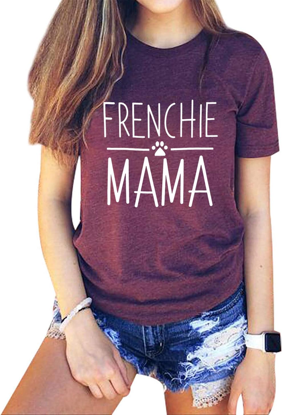 Frenchie Mama Shirt Dog Mom Funny Graphic Tees Womens Letter Print Casual Short Sleeve T-Shirt Tees Tops - Image 2