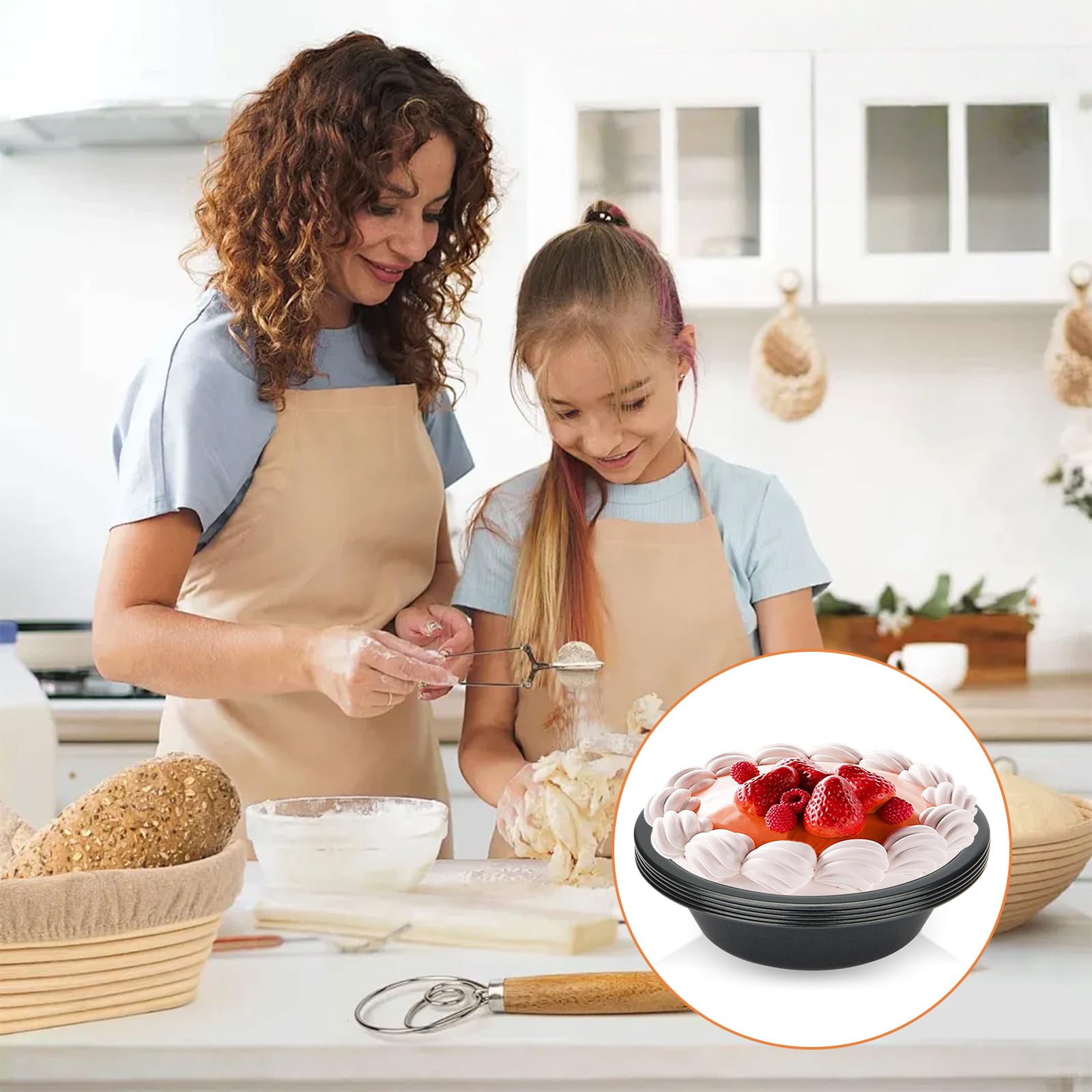 Moule à tarte miniature anti-adhésif en acier au carbone de 12,7 cm pour dessert individuel, plats à tarte faciles