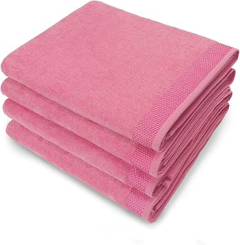 Kaufman Velour Solid Color Bath Sheets, Beach Towel, Pool Towel, 100% Cotton, 30x60, Absorbent Towel 4, Pink