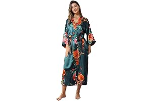 Women's Satin Kimono Robe, Floral Silky Robes, Bridal Kimono, Bridesmaid Party Dressing Gown