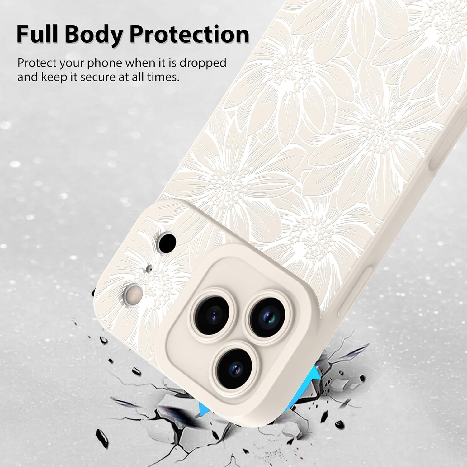 MZELQ for iPhone 17 Pro Case 2025 Case, Silicone Sunflowers Floral Flowers Cute Pattern, Camera Protection Slim Soft Phone Cover for Girls Women -White - Image 2