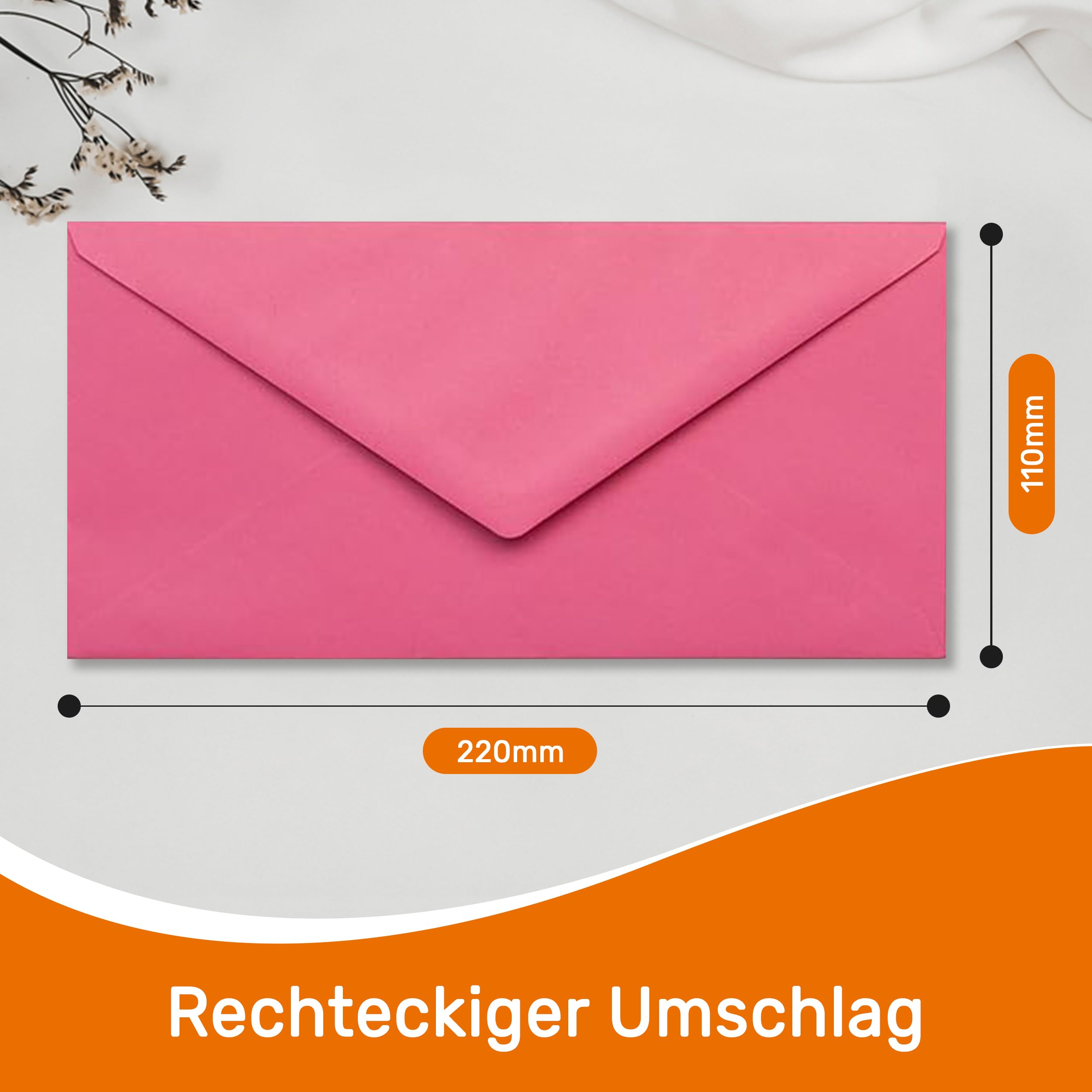 Umschläge DIN Lang (220 x 110 mm), Nassklebung - Dunkelblau | Stabile Papierumschläge im 200er-Pack mit Nassklebung für Einladungen, Rechnungen und Grußkarten.