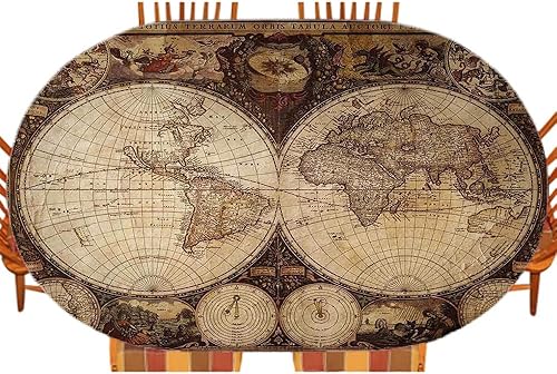 Miniatura 6 de ESFVRG Mantel ovalado gris y blanco, tablones de madera, líneas horizontales, madera rústica, fondo de roble suave, comedor en interiores y