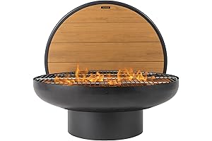 Round Fire Pit Table with Grill in Modern Style