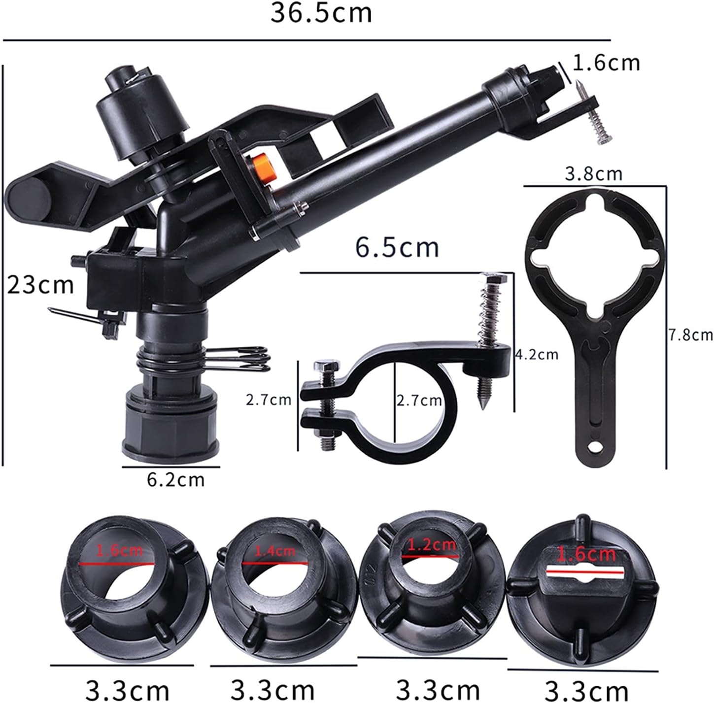 Gardening Irrigation Dripper Garden Irrigation 1.5 Inch Threaded Rotary Sprinkler Farm Rocker Nozzle 360° Adjustable Powerful Powerful Nozzle Lawn Agriculture